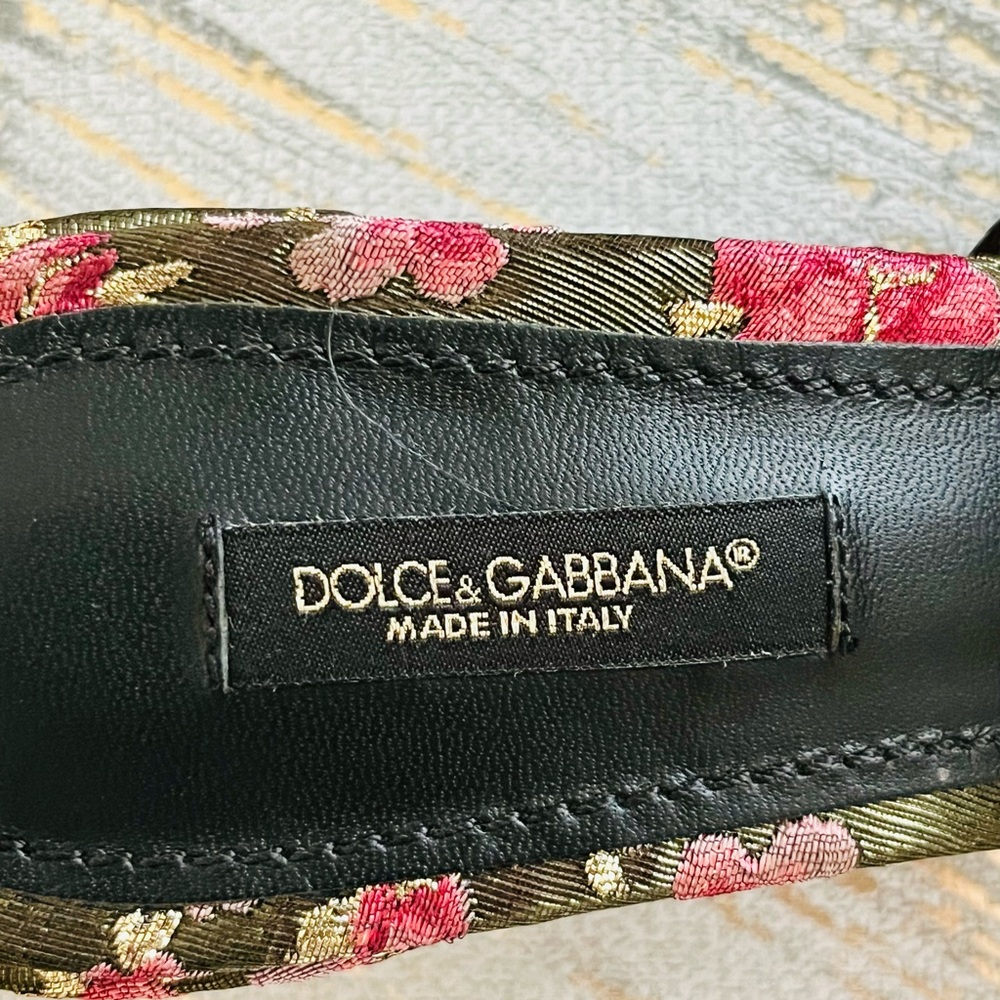 Dolce & Gabbana Pink Floral Mules with Gold Buckle - Picture 8 of 12